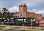 NS 1625 in front of a former textile mill